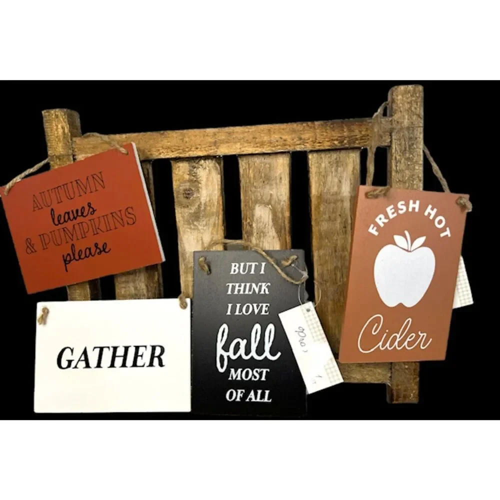 Fall Themed Decor For Tiered Trays & Displays Velvet Pumpkins Mini Signs Set/10